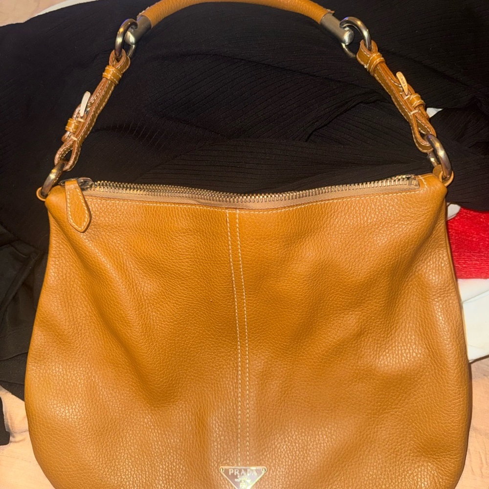 Prada Vitano Daino Handle Bag in Tobacco